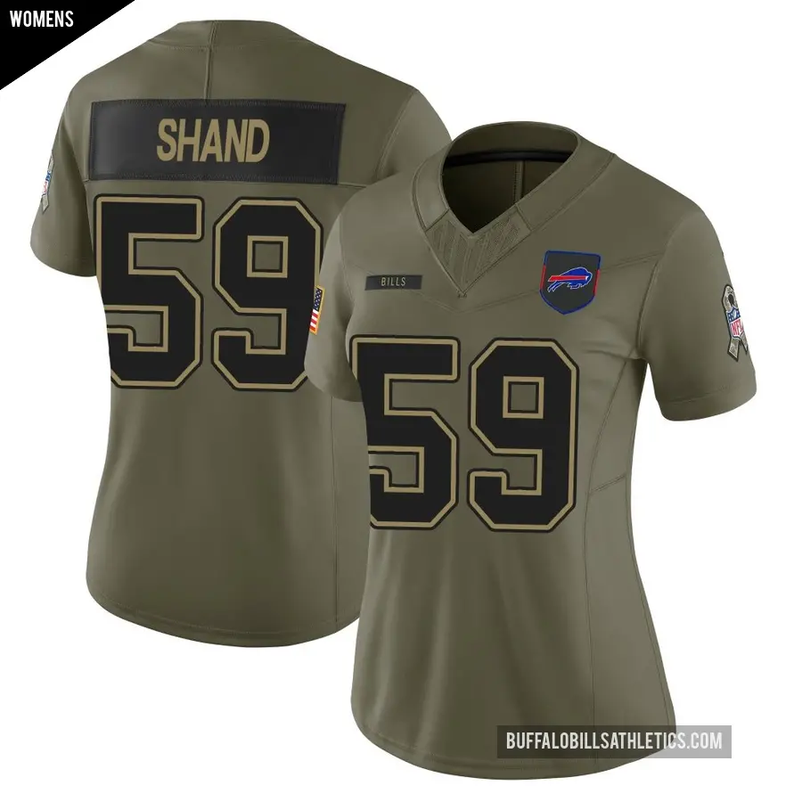Women's Buffalo Bills ＃59 Paris Shand Olive Limited 2025 Salute to Service Jersey