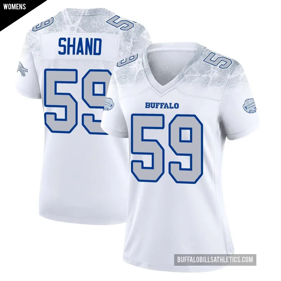Women's Buffalo Bills ＃59 Paris Shand White Game 2025 Rivalries Collection Jersey