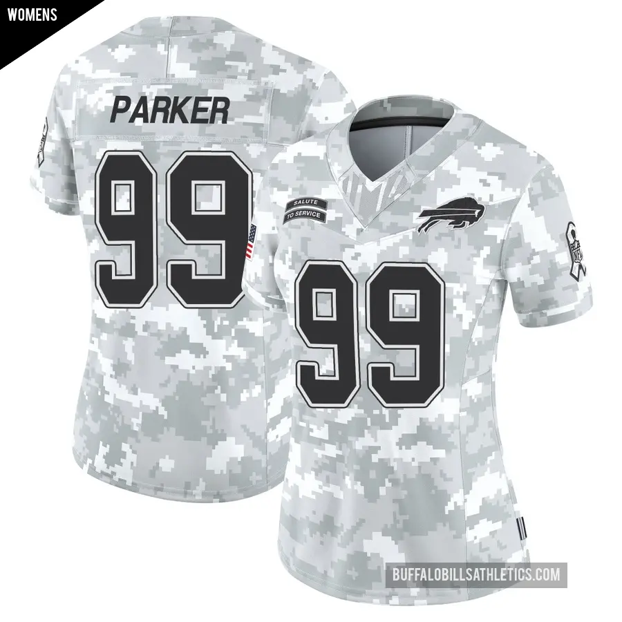 Women's Buffalo Bills ＃99 T.J. Parker Arctic Camo Limited 2024 Salute to Service Jersey