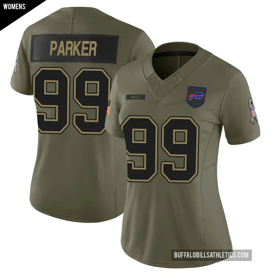 Women's Buffalo Bills ＃99 T.J. Parker Olive Limited 2025 Salute to Service Jersey