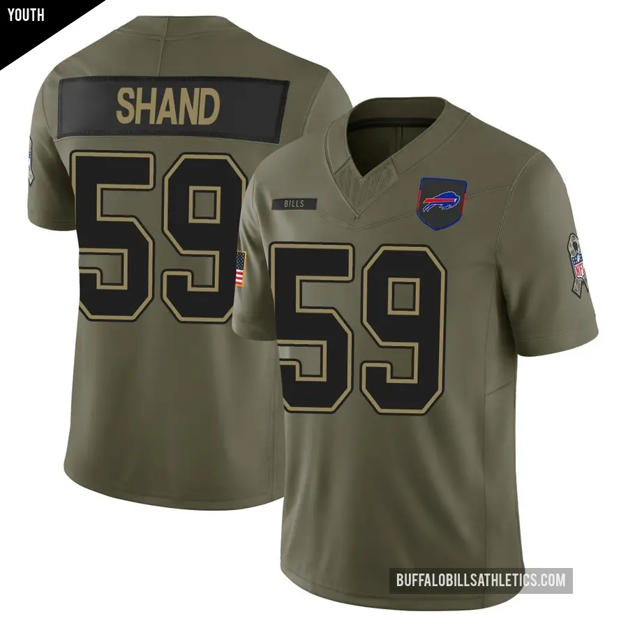 Youth Buffalo Bills ＃59 Paris Shand Olive Limited 2025 Salute to Service Jersey