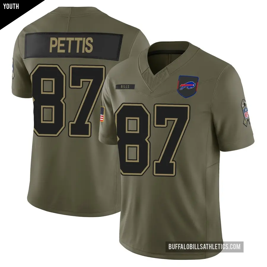 Youth Buffalo Bills ＃87 Dante Pettis Olive Limited 2025 Salute to Service Jersey