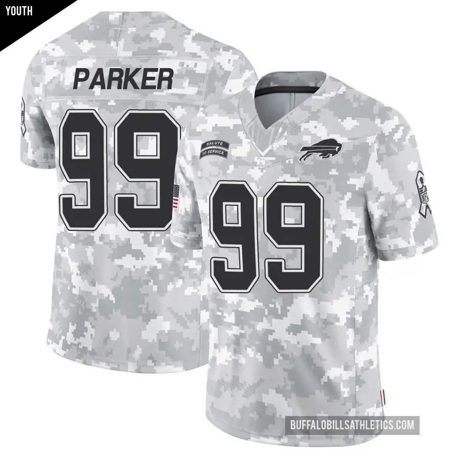 Youth Buffalo Bills ＃99 T.J. Parker Arctic Camo Limited 2024 Salute to Service Jersey